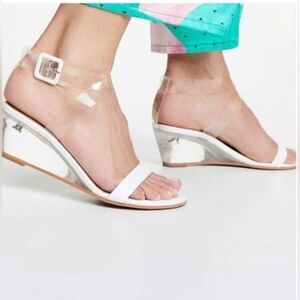 Matiko Clear and White Wedge Sandals